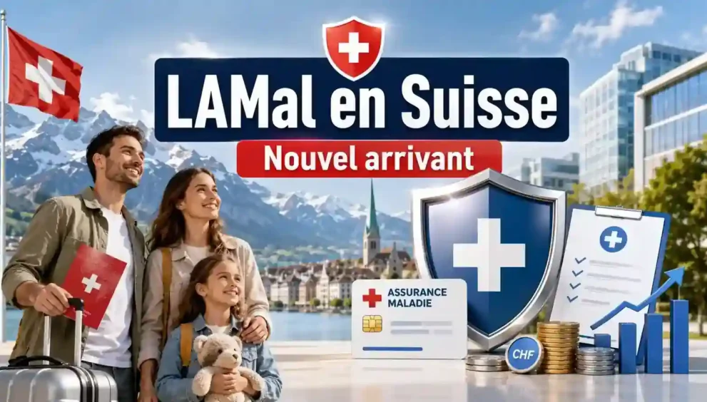 Nouvel arrivant en Suisse comparant l’assurance maladie LAMal, les primes et les franchises