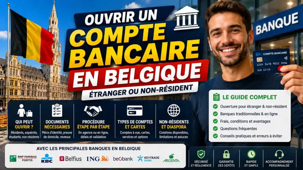 Ouverture d’un compte bancaire en Belgique pour étranger ou non-résident avec carte bancaire et drapeau belge