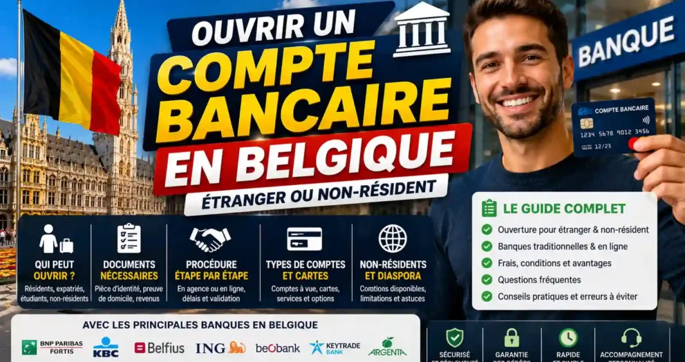 Ouverture d’un compte bancaire en Belgique pour étranger ou non-résident avec carte bancaire et drapeau belge
